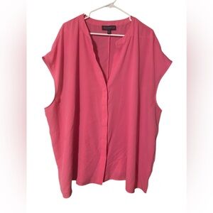 ELOQUII Sleeveless Button Up Blouse Top Women 28 Pink V-Neck Casual Comfy Career